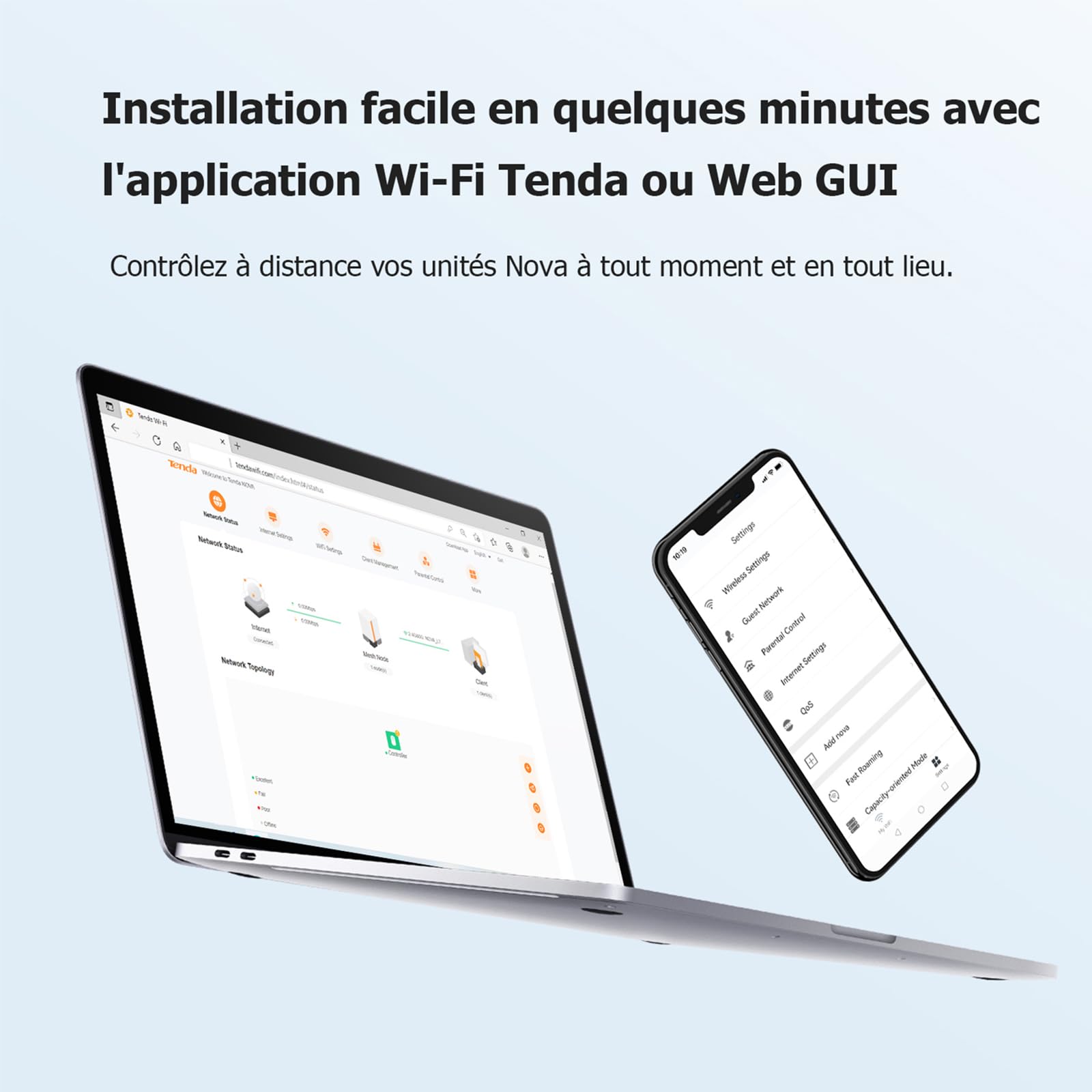Tenda Nova Mesh MX3 (3 Packs) - Système WiFi 6 Mesh AX1500, Routeur Mesh Wi-Fi Double Bande, Couverture de 270㎡, Installation Facile, Contrôle Parental