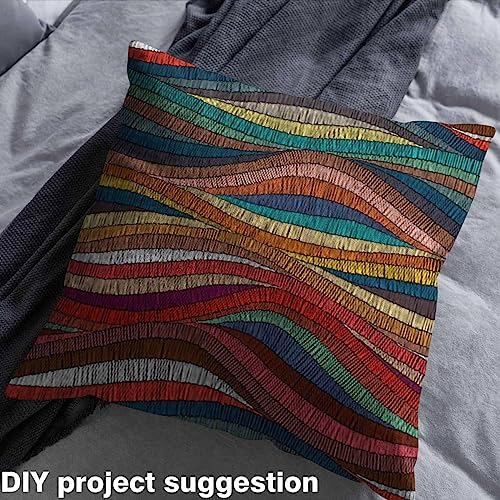 Erosebridal Boho Fabric By The Yard Bohemian Wavy Upholstery Fabric Rainbow Embroidered Waves Print Decorative Fabric Geometric Tribal Ethnic Colorful Abstract Lightweight Indoor Outdoor Fabric thumb #3