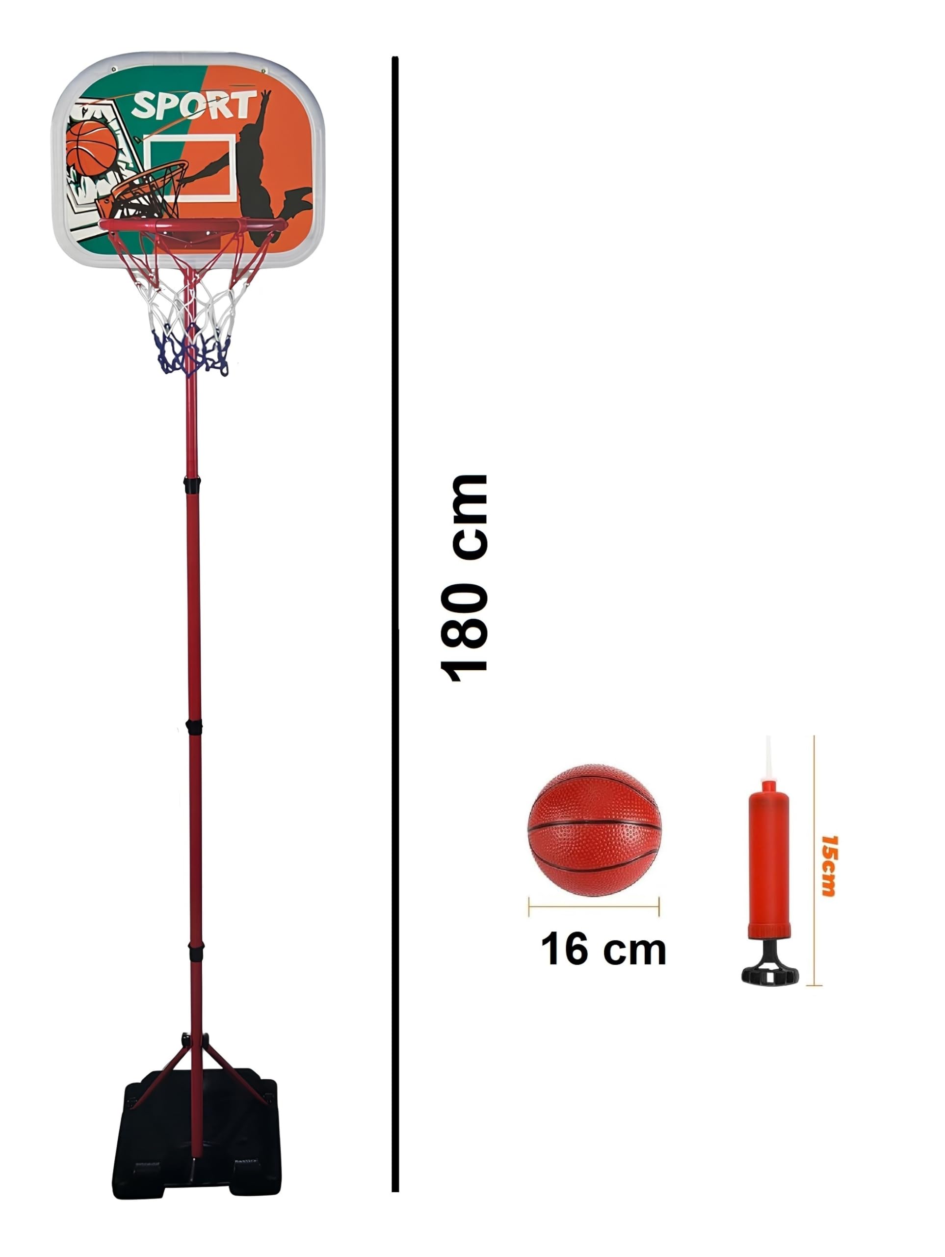 Koszykówka z poziomem wysokości 180 cm regulowana od 110 cm do 180 cm kosz do koszykówki wewnątrz na zewnątrz z podstawą do napełniania metalowy kosz z pompką kulkową z regulacją wysokości