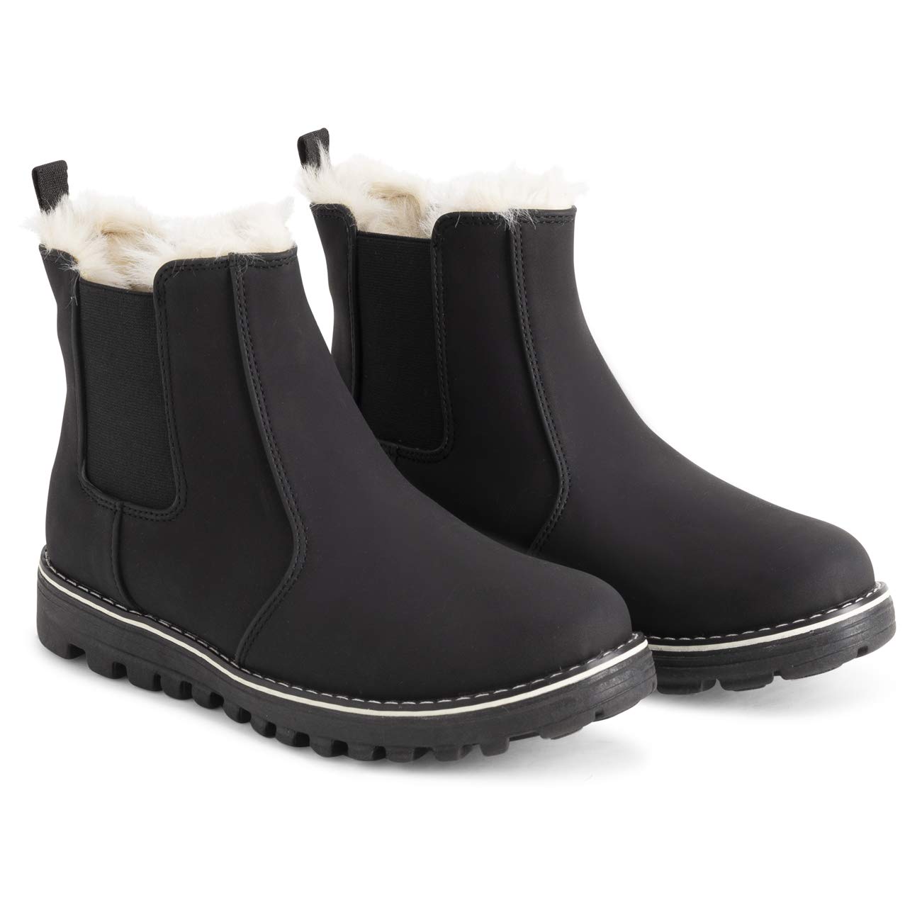 Polar Damen Chelsea Stiefeletten – Nubuk-Optik, Memory Foam, Wasserdicht, Gummisohle, Kunstfellfutter, Genähte & Umgeschlagene Sohle