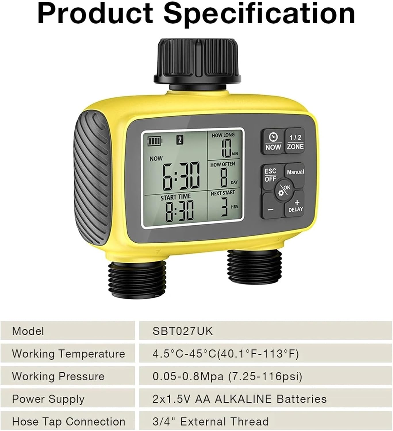 1pc 2-Channel Irrigation Controller Automatic Water Timer Flower Watering Device Water Valve Timed Sprinkler for Garden Greenhouse