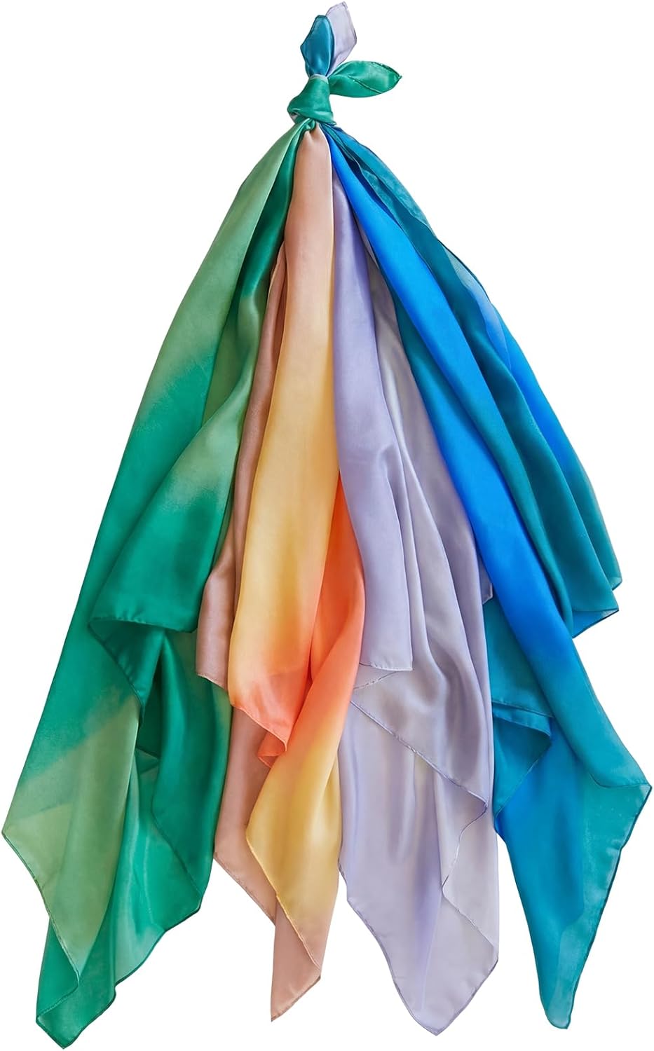 Newcotte Set of 4 Earth Playsilk Scarves for Kids 35" Large Silk Play Scarve for Montessori and Waldorf Toys Square Scarves for Dance, Imaginative and Pretend Play