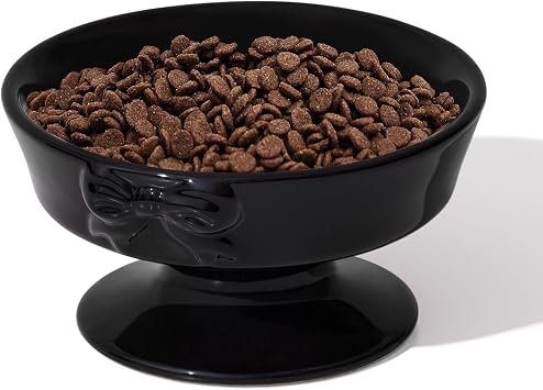 VETRESKA Elevated Ceramic Pet Bowl, Anti Vomit Cat Bowls, Tilted Design
