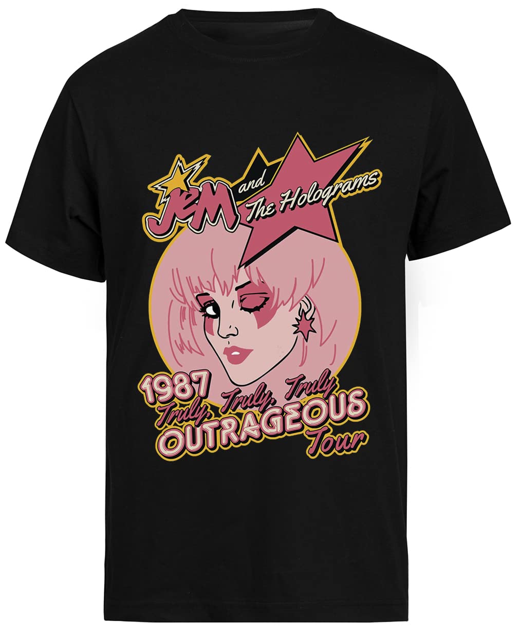 T-shirt Femme Jem And The Holograms Tour - Noir, Manches Courtes, 100% Coton, Impression Durable à L'encre à Base D'eau