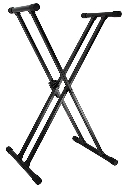 Gearlux Adjustable Double-Braced Keyboard Stand - Black