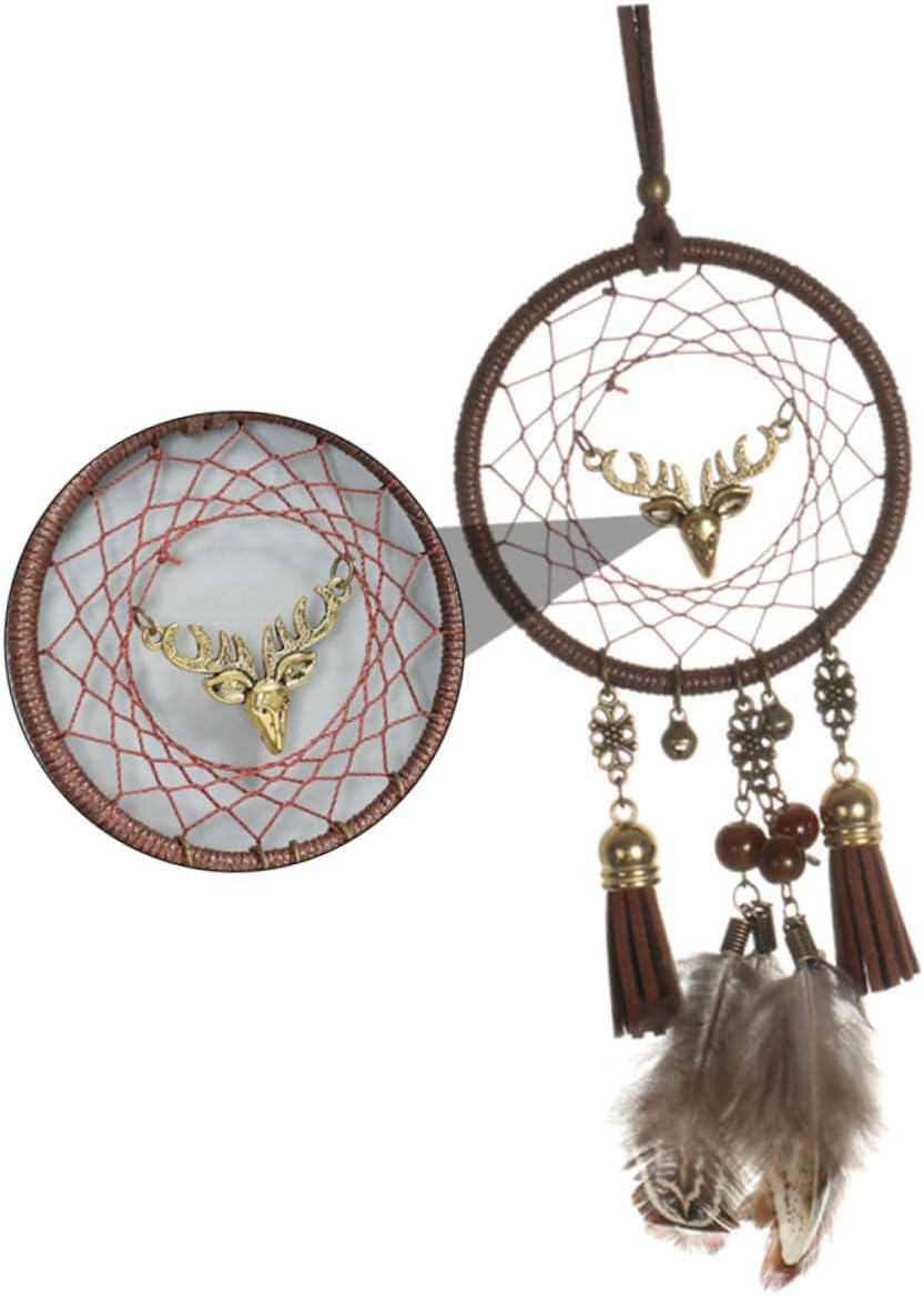 Deer Head Dreamcatcher Ornament Xmas, Iron Ring Beads Car Decor image 5