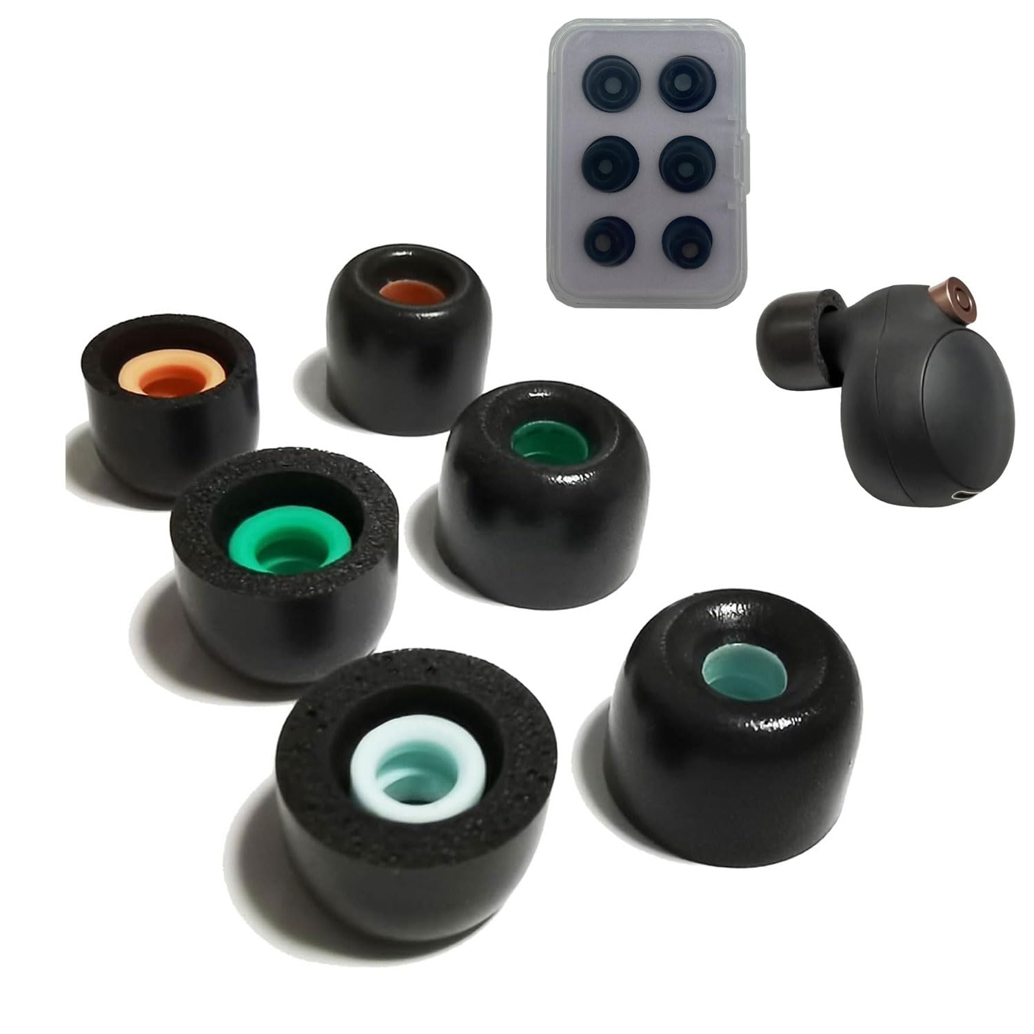 [6 PCS] Memory Foam Eartips for WF-1000XM5 Earbuds, Earbuds Replacement Compatibile for LinkBuds S/WF-1000XM4/WF-1000XM3/WF-SP900/WF-XB700/WI-1000X 3 Pairs LMS (L+M+S, Black)