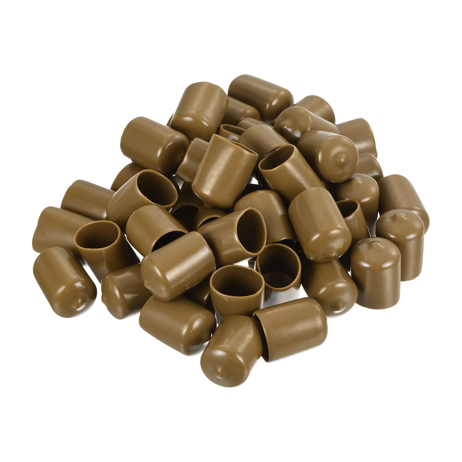 uxcell 100pcs Rubber End Caps 20mm(3/4") ID Vinyl PVC Round Tube Bolt Cap Cover Screw Thread Protectors Light Brown
