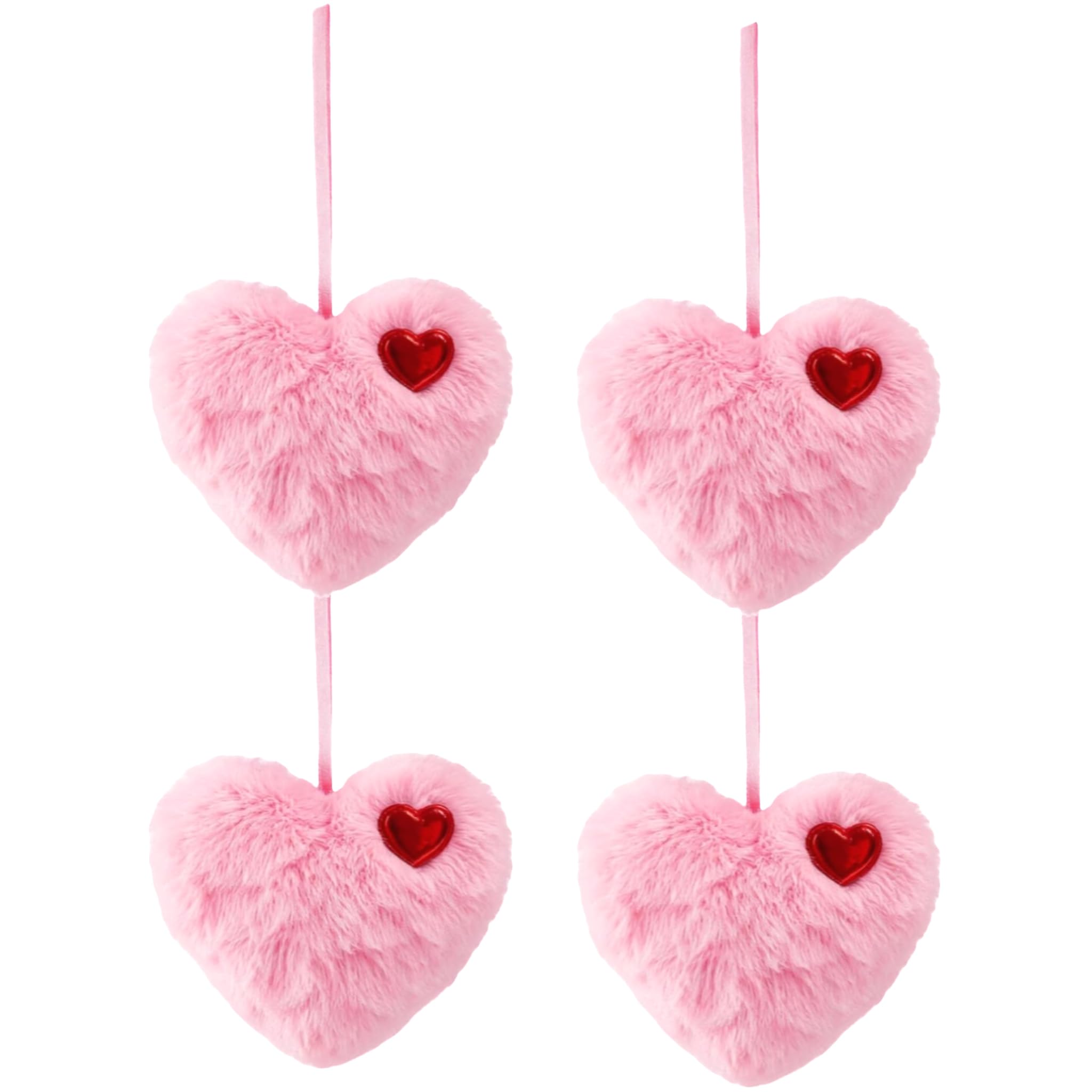 Day Decorations 6PCS Fuzzy Heart Plush Ornament Love Balls Pendant
