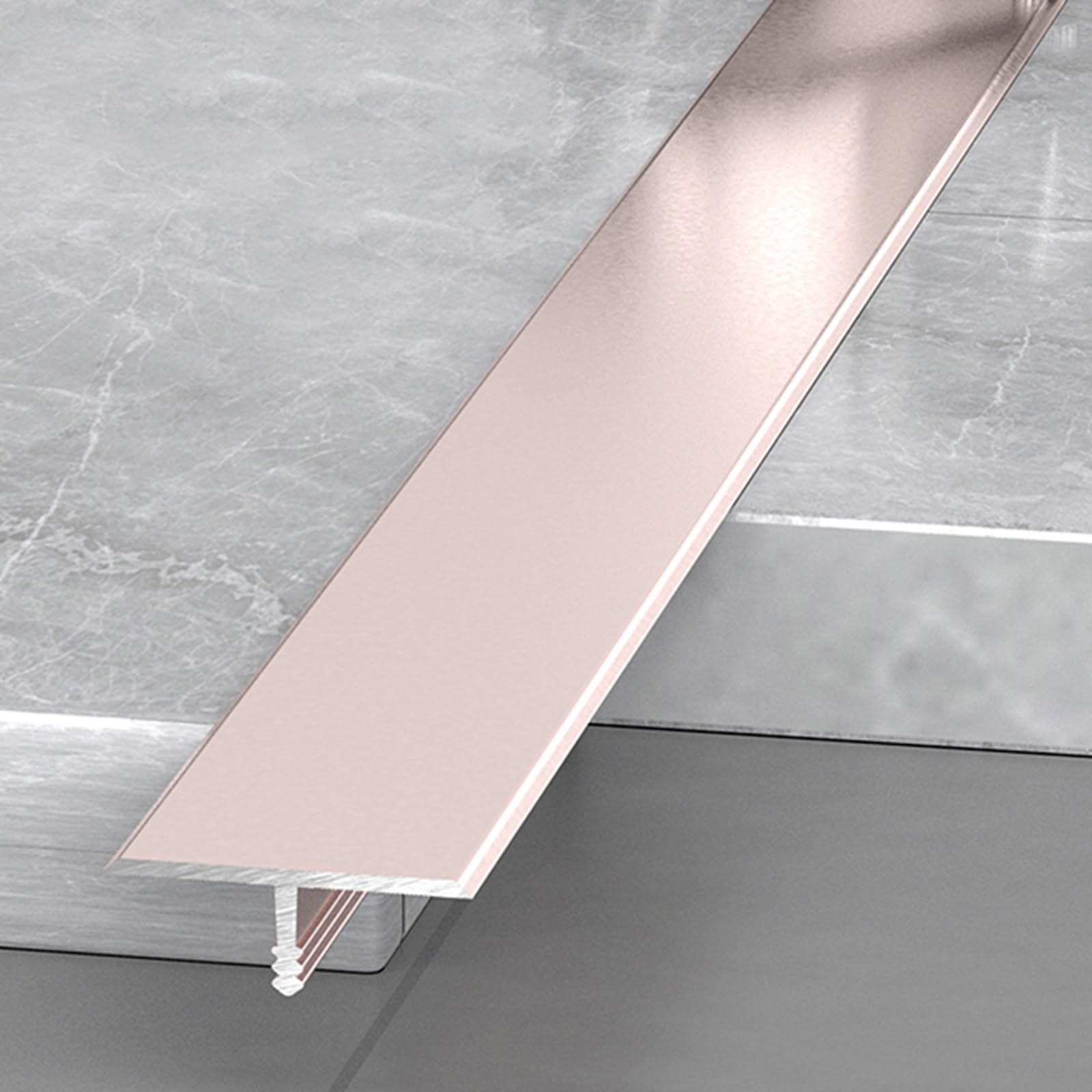 3pcs Aluminum T Molding Trim Floor Transition Strips Waterproof Door Threshold Seal Strip For Joining Gaps Laminate Planks Tiles(Rose Gold,3.3 * 270cm(3 * 90cm))