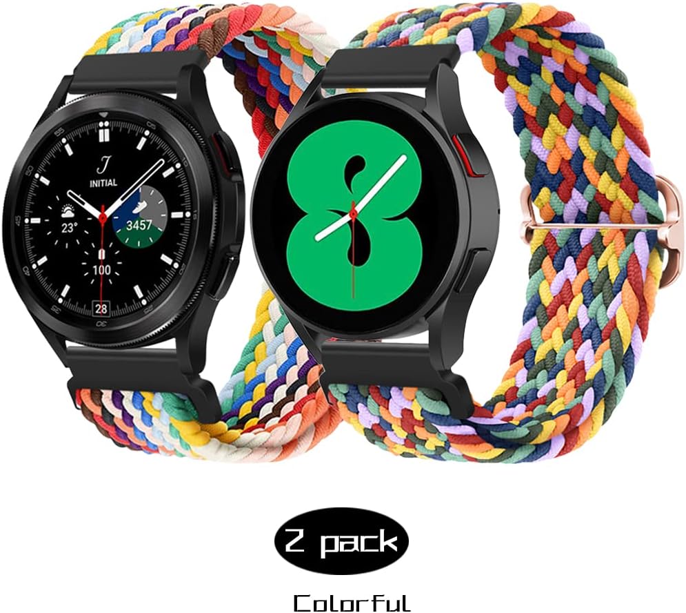 Qimela 2-Pack Sport Bands Compatible for Samsung Galaxy Watch 7 6 5 4 40mm 44mm,Galaxy Watch 6 4 Classic Band 42mm 46mm 43mm 47mm/Watch 5 Pro Band 45mm/Active 2,Stretchy Braided 20mm Replacement Strap - Image 2