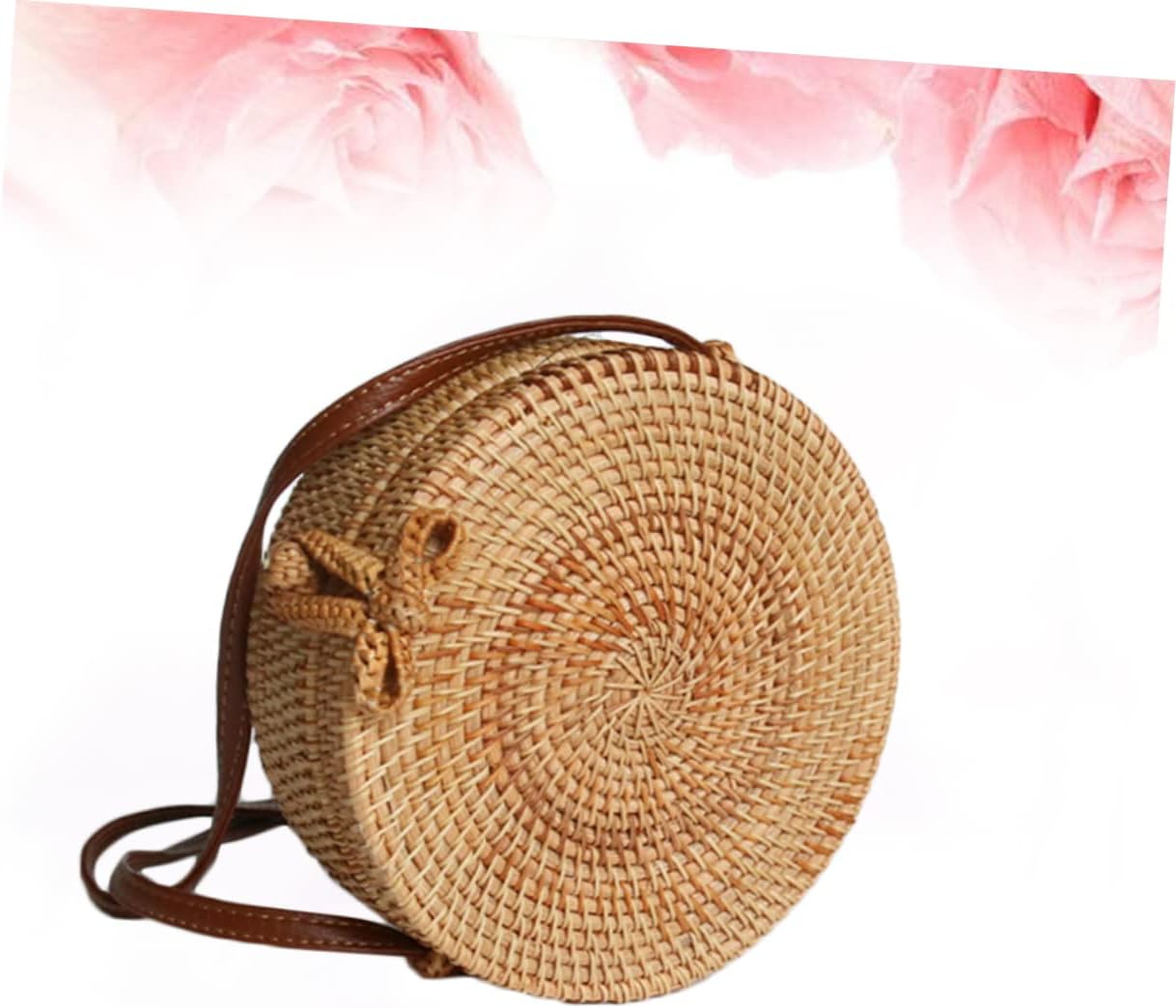 Handmade Woven Rattan Shoulder Bag round Fashion Accessory image 2