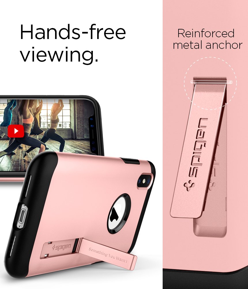 Spigen Apple iPhone XS / iPhone X Kılıf Slim Armor Rose Gold