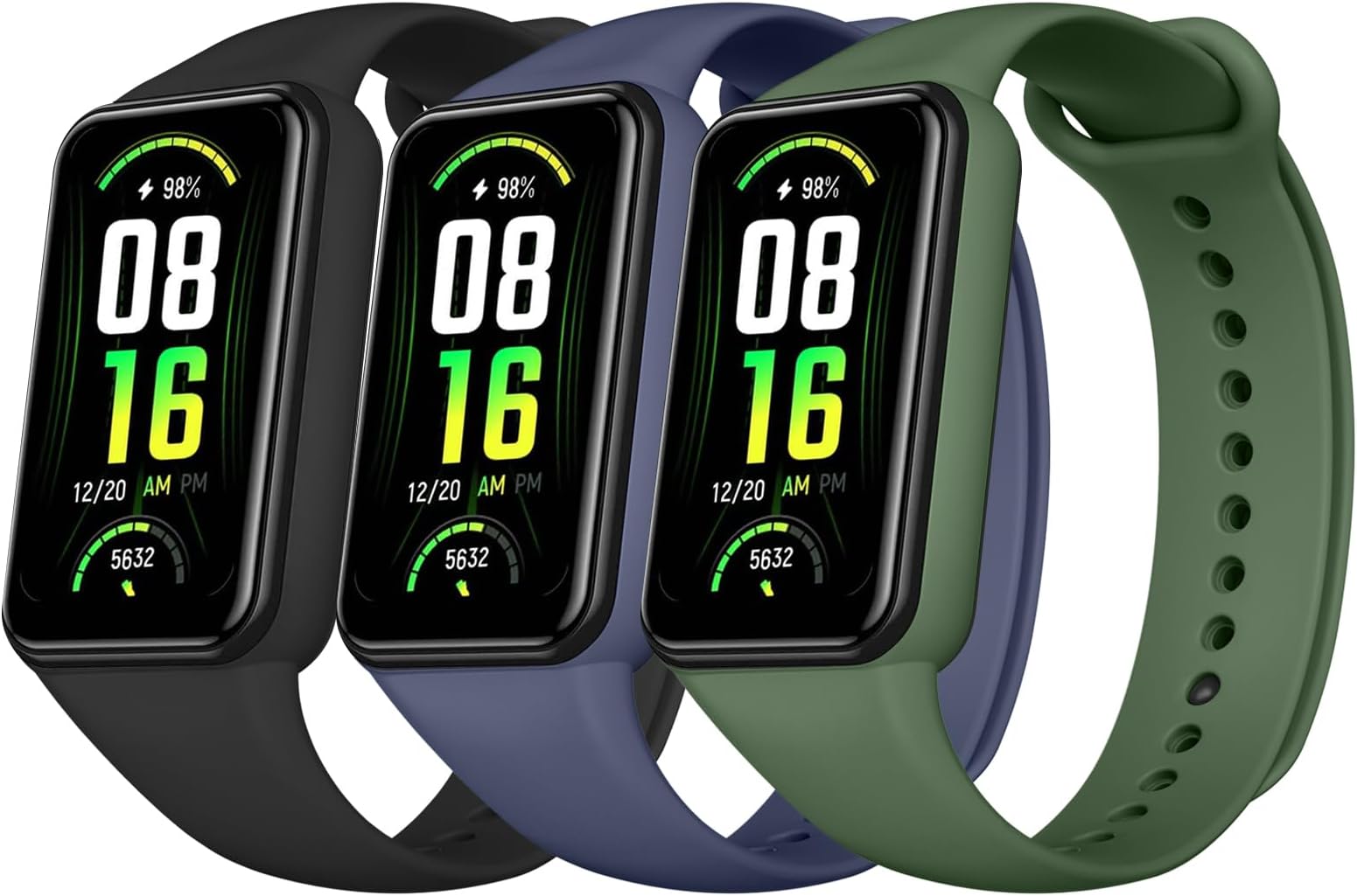 TPU Bands for Amazfit Band 7 Fitness & Health Tracker, 3 Pack Soft Breathable Wristband, Adjustable Replacement Sportt Strap for Women Men