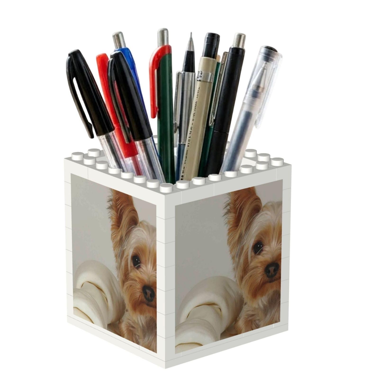 Poadnly Yorkshire Terrier, Pen Pot Pencil Holder for Office Home School, Compact Desk Organiser for Office Stationery