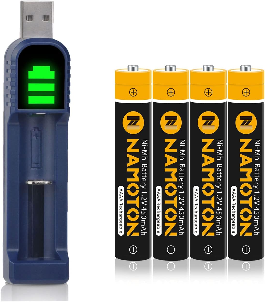 AAAA Batteries, Pickle Power 4 Pack 450mAh Rechargeable AAAA Battery