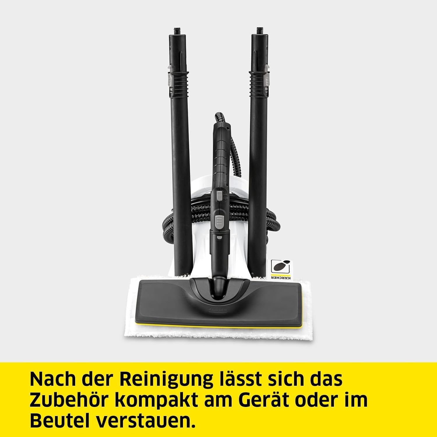 Kärcher Dampfreiniger SC 2 Deluxe, Flächenleistung: ca. 75m², Tank: 1 l, Dampfdruck: max. 3,2 bar, Aufheizzeit: 6,5 min., Heizleistung: 1.500 W, mit Bodenreinigungsset EasyFix und 3 Düsen,Single