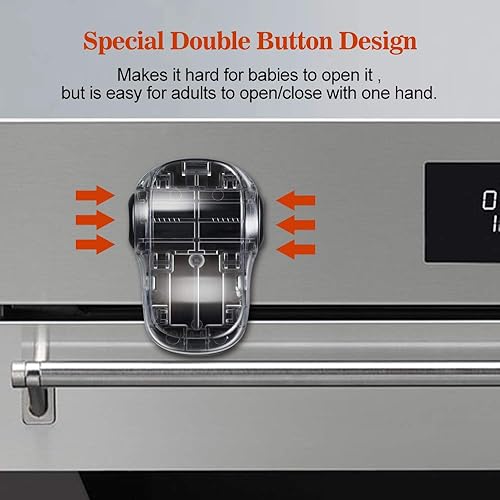 Miniatura 21 de EUDEMON Cerradura de puerta de horno resistente al calor para niños, cerradura frontal para horno para niños, fácil de instalar, usar adhesivo, sin