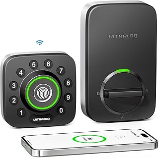 ULTRALOQ U-Bolt Pro WiFi Smart Lock with Door Sensor, 8-in-1 Keyless Entry Door Lock with Built-in WiFi,Fingerprint ID,App Remote Control,Auto Unlock,Door Status Alert,WiFi Deadbolt,WiFi Door Lock