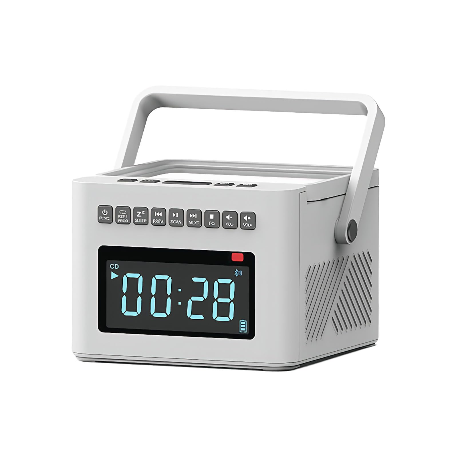 Lettore CD con Bluetooth e doppi altoparlanti, schede TF, modalità unità USB, telecomando, radio FM, AUXS 11H Ultras Long, bianco, Nessuna funzione nastro