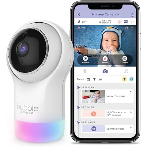 Hubble Connected Nursery Pal Glow Smart Video Baby Monitor with 7 Colour Night Light, Infrared Night Vision, Two-Way Talk, Room Temperature Sensor, Pet Monitoring Camera and Smartphone App Cover