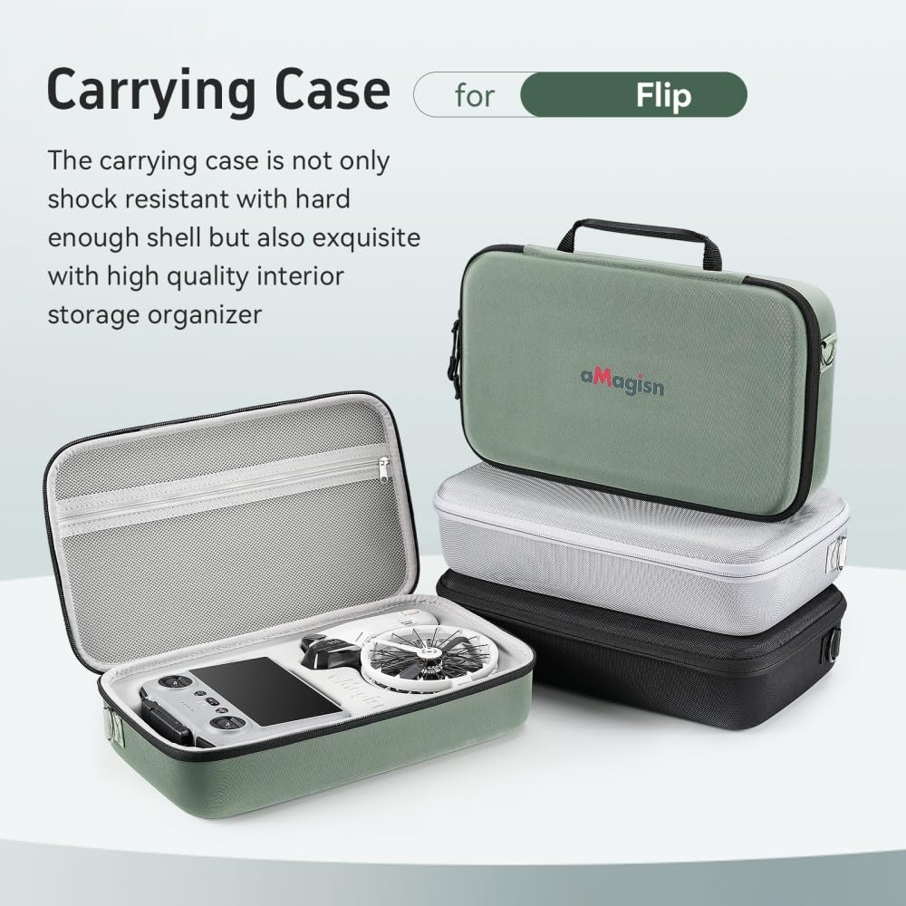 Custodia per DJI Flip, Borsa di Stoccaggio Portatile Custodia per Droni Accessori per RC2 RCN3 Telecomando, Batteria Droni, 34 x 21 x 7,5 Centimetri (Verde)