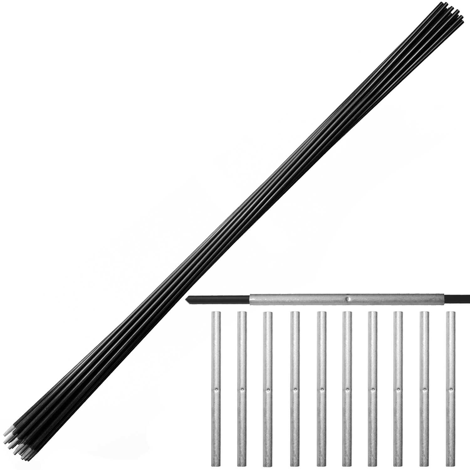 10 stabile Schwarze Rankstbe Rankhilfe 200 cm (2 Meter) 7 mm  Pflanzstbe  Glasfaseratbe 20 x 1 m + 10 Steckhlsen 150 mm flexibel, Nicht biegsam :  Amazon.de: Garten