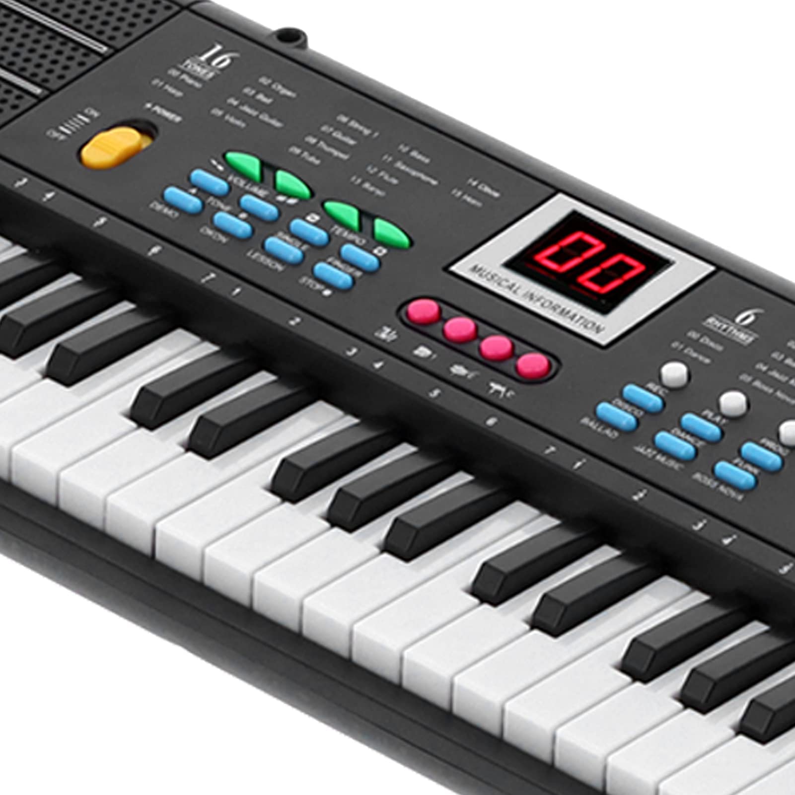Elektryczna Klawiatura Pianino 61 Klawiszy Instrument Fortepianowy MQ6187 z Wieloma Trybami Zasilania dla Początkujących i Dzieci od 1 do 10 Lat