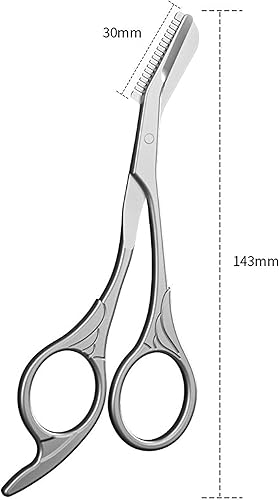 Miniatura 7 de Jetset Essentials - Tijeras para cejas, recortadora de acero inoxidable Browmaster, tijeras para cejas con peine, tijeras para recortar cejas,