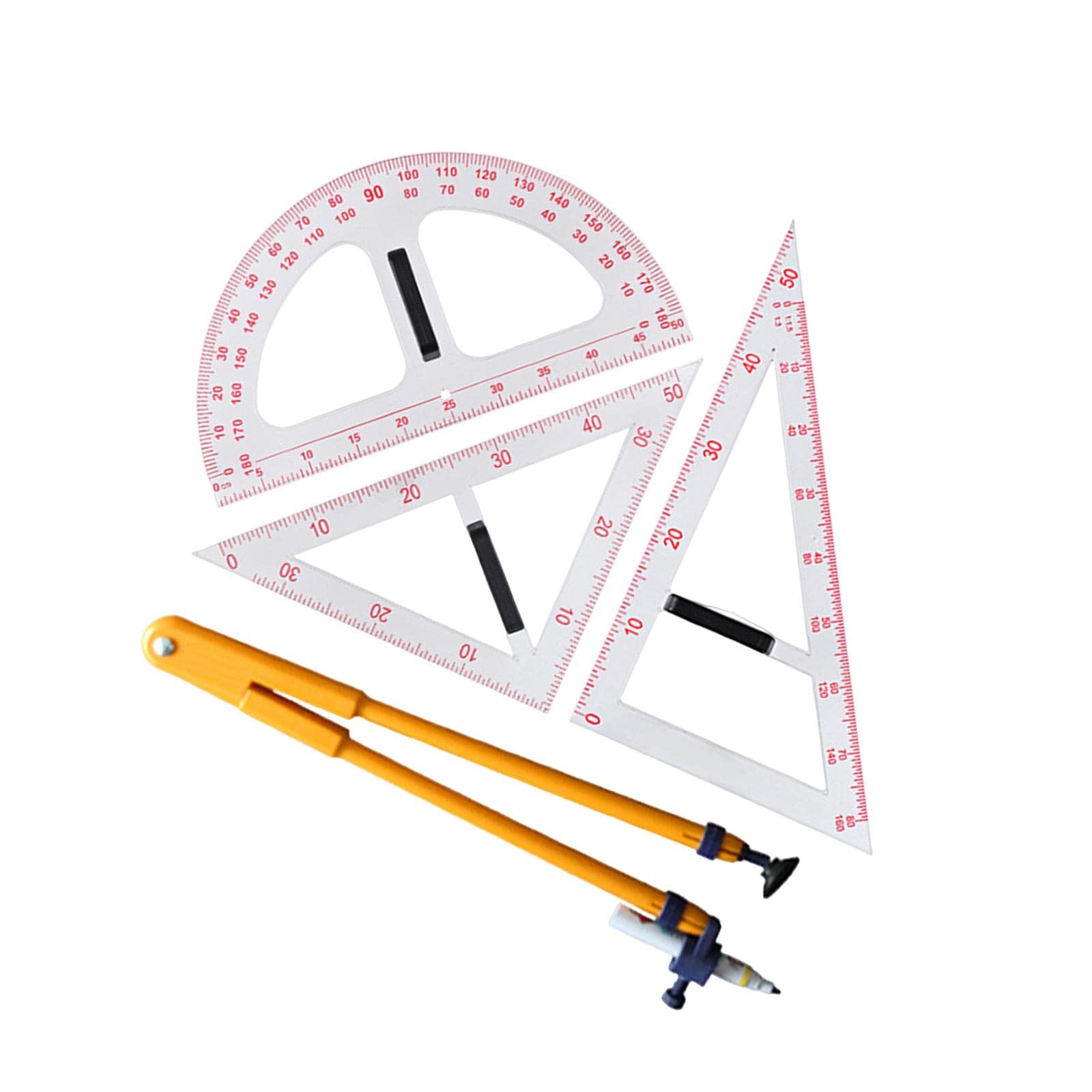 kowaku Messwerkzeug, Mathe-Set mit abnehmbarem Griff, große Zahlen-Set-Zeichnung für an der Tafel im Klassenzimmer, Vierteiliges Set