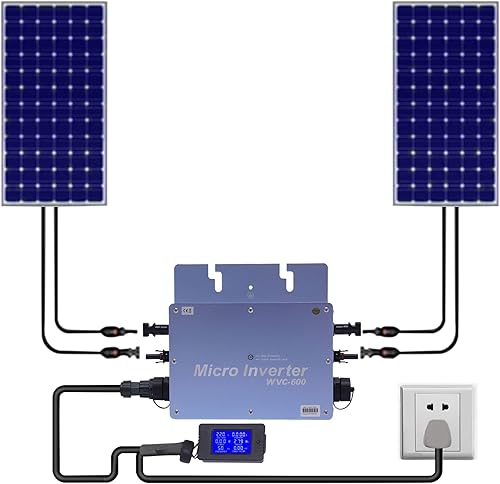 Miniatura 10 de Inversor solar, inversor de aleación de aluminio de 700 W, inversor de rejilla con pantalla LCD, kit de inversor solar para paneles solares de 30 V