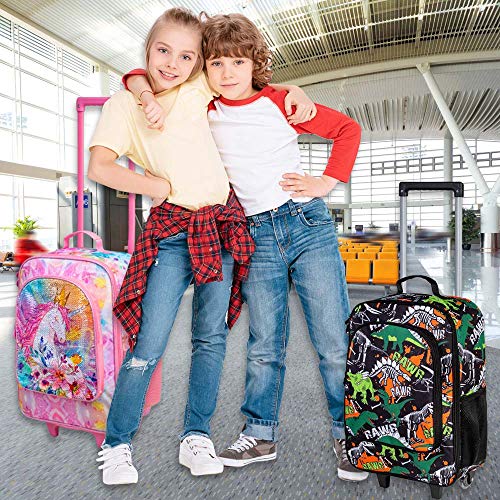 Kids Luggage For Boys, Dinosaur Rolling Travel Carry On Suitcase For Toddler Children With Wheels #TOP2
