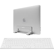 Macally Wireless Bluetooth Space Gray Keyboard and Space Gray Vertical Laptop Stand, Add a High-End Look to Your Office
