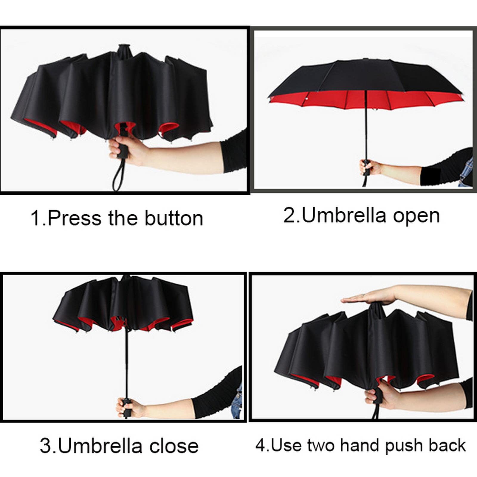 HIHELO Parapluie double couche coupe-vent entièrement automatique pour homme et femme - Parapluie pliable commercial grand cadre durable
