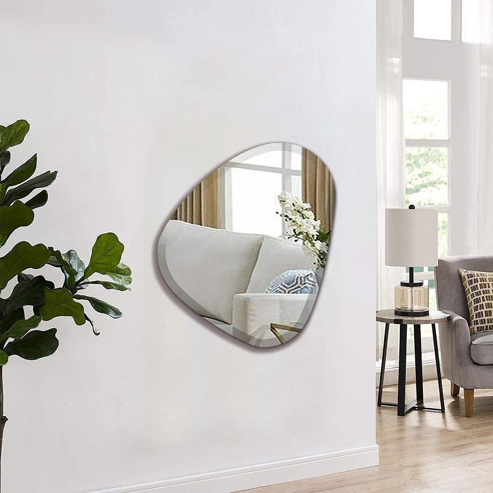 Flair Glass Frameless Blob Oval Beveled Mirror for Bathroom, Bedroom, Living Room(Silver, 24x36 Inch, 6mm Thickness, Unframed, Wall Mount)