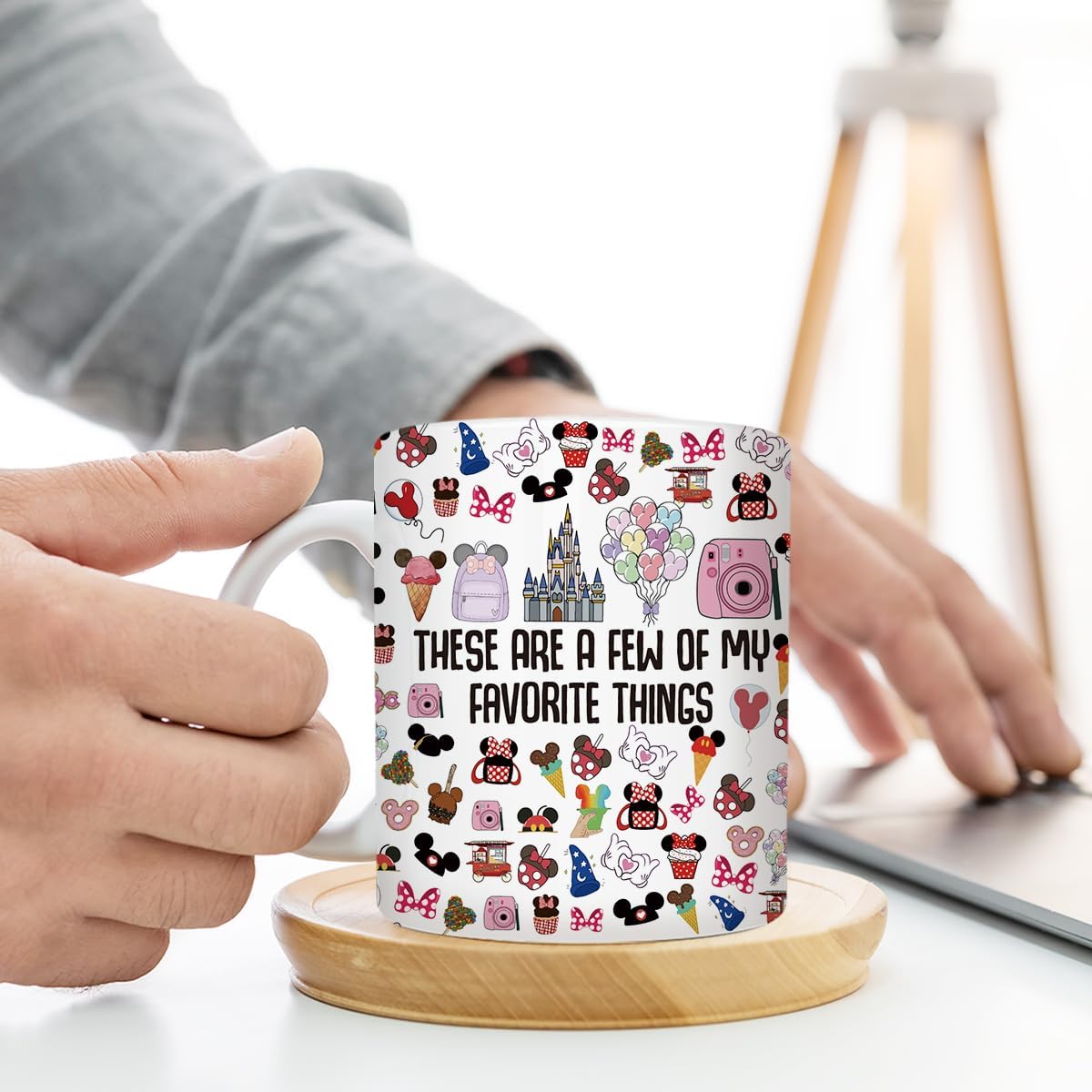 Vacation Trip Gift, Fairytale Fans Coffee Mug, Mouse Family Trip Snacks, Fairy Tales Gifts, Cartoon Character Lover Gift, Mouse Ice Cream, 11 oz Ceramic Cup - Image 3