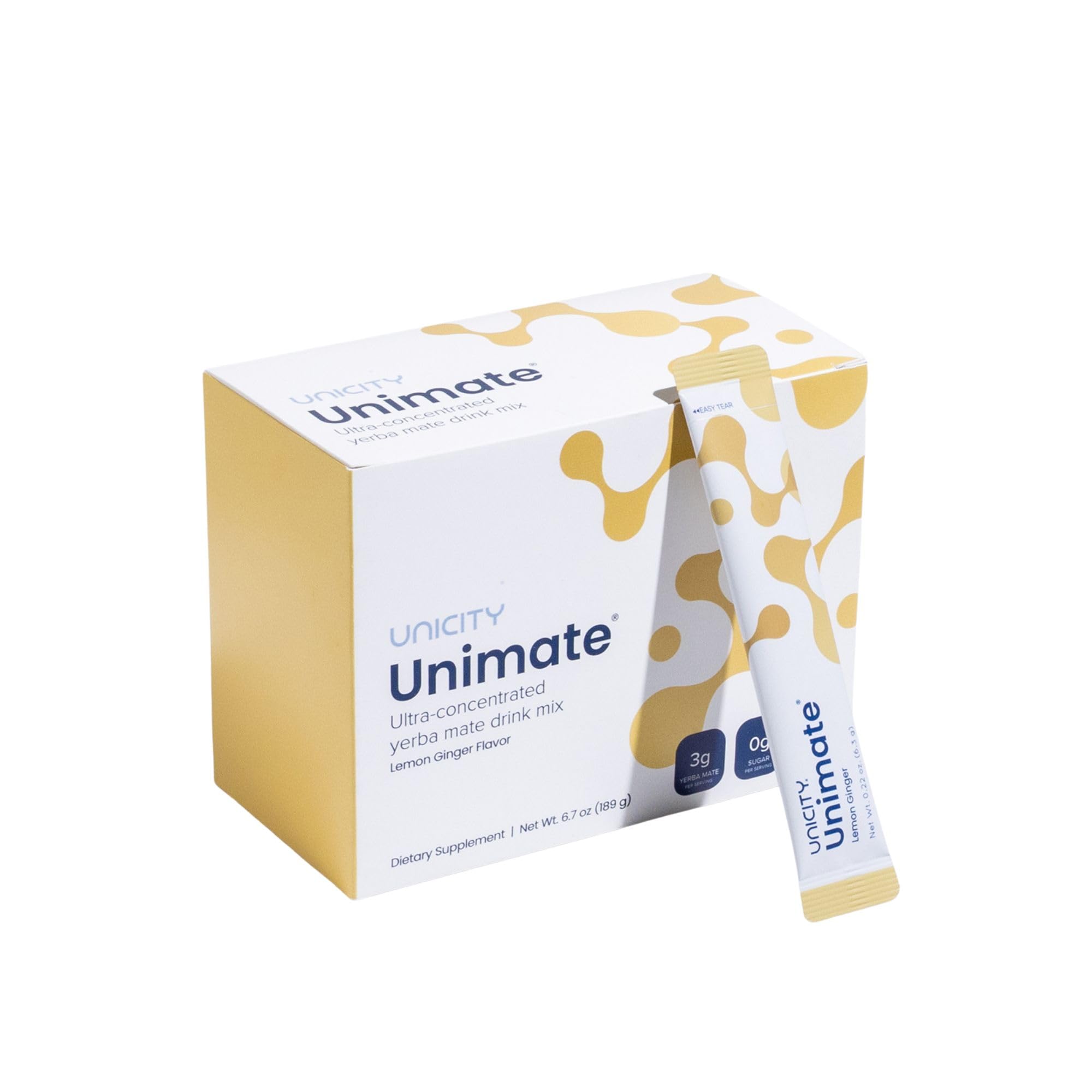 UNIMATE LEMON GINGER STICK PACKS - Great Tasting - Ultra Concentrated Yerba Mate Drink Mix (30 Packets). Dietary Supplement. Healthy Alternative to Coffee and Energy Drinks (30-Day Supply)