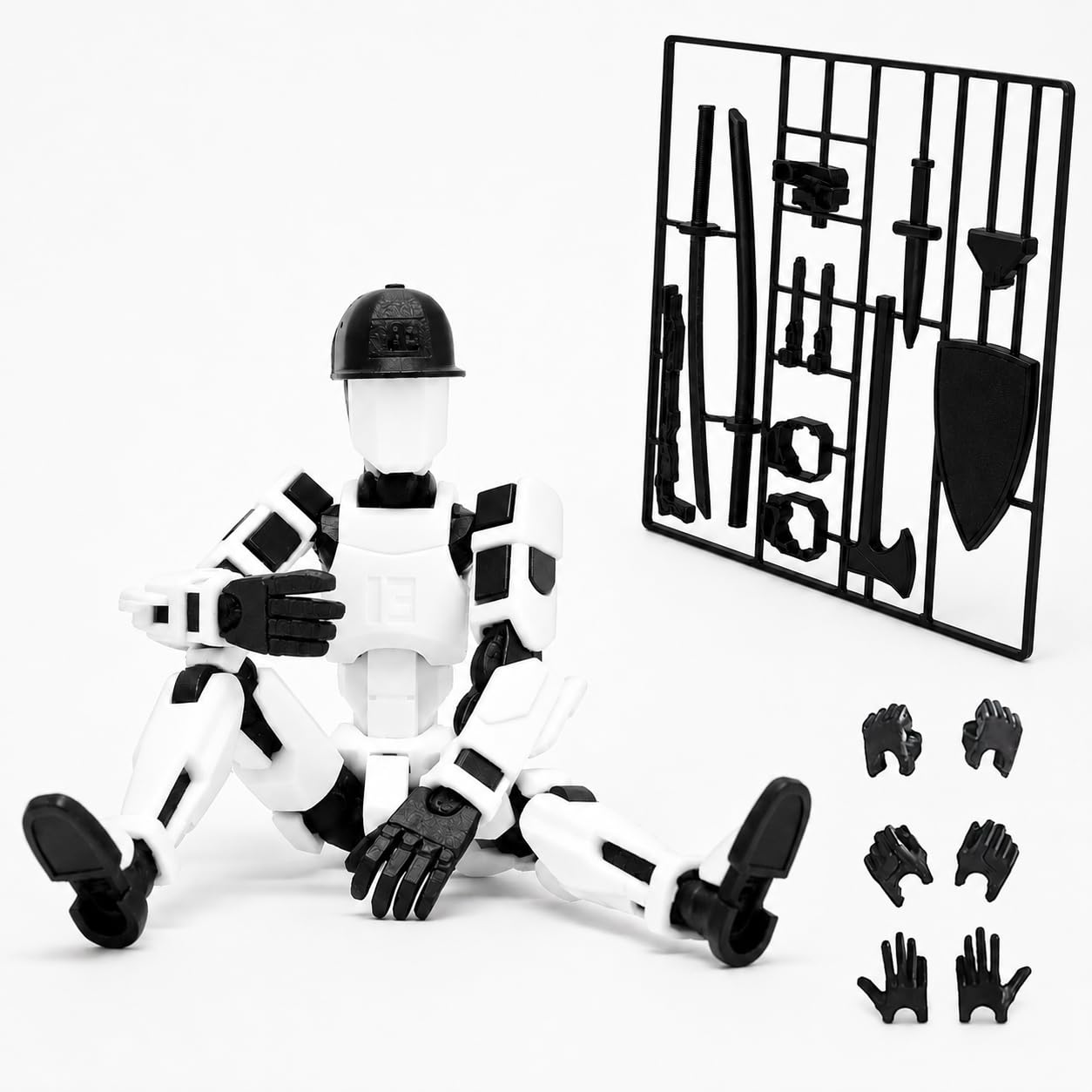 TADCraft DIY Dummy 13 Action Figure, K9 Companion Dog and Battle Accessories | Fully Articulated Posable Robot Toy for Collection & Photography (White)-image-3