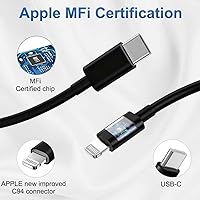 Vista 5 de FEEL2NICE Cargador de iPhone de carga rápida, paquete de 2 bloques de carga de pared tipo C con 2 unidades [6 pies y 10 pies] cable USB C a