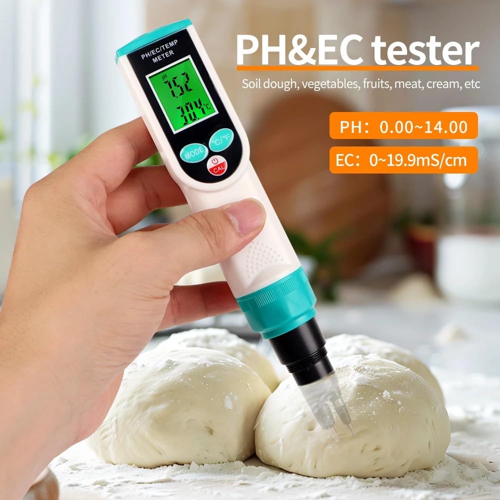 Medidor EC de PH for Alimentos, Sensor de Alta precisión, probador de Temperatura, 0,00~14,00pH