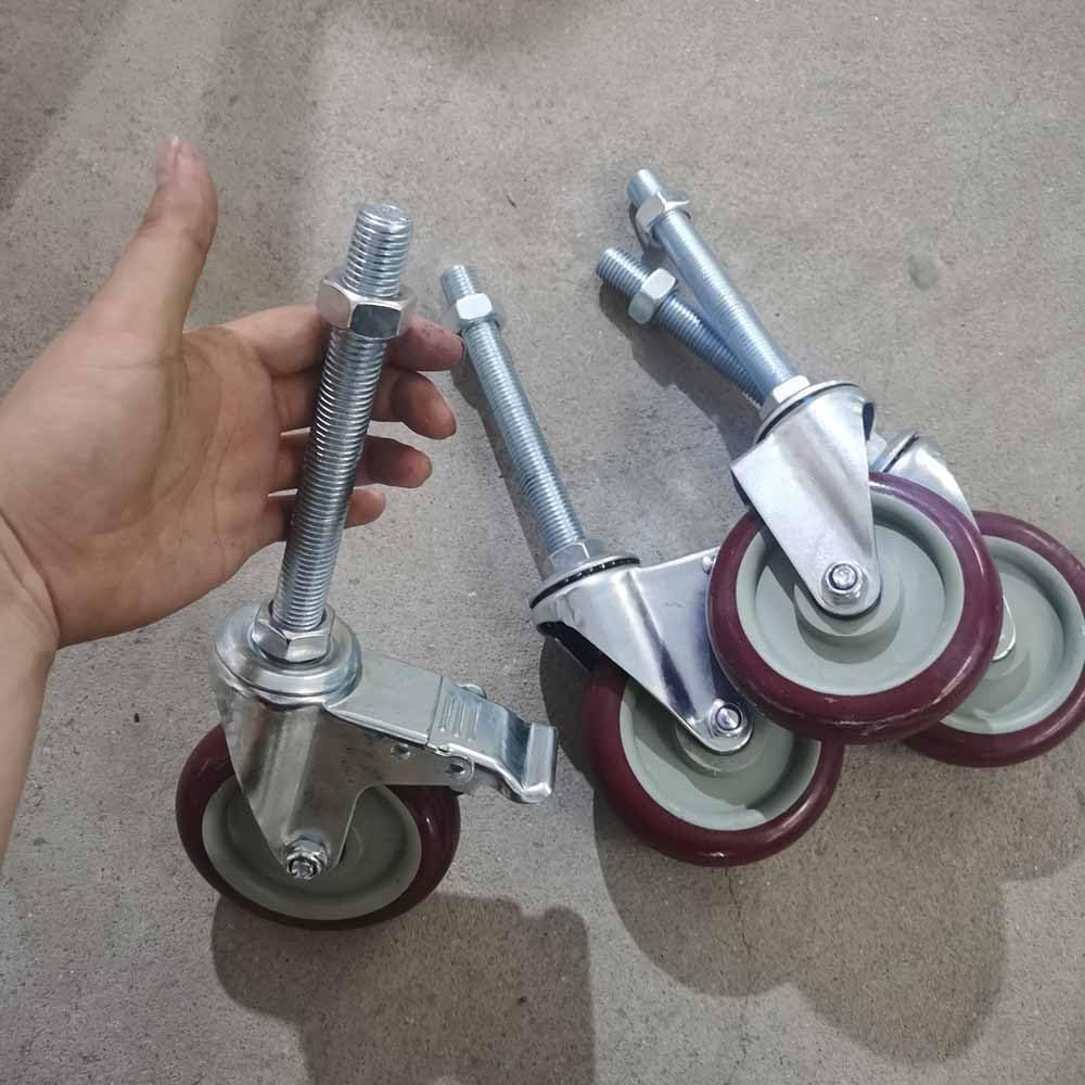 75/100/125mm Roulettes Robuste avec M20*100mm Tige Filetée, Roulettes Pivotantes de Industriel avec Frein, PU Roulettes Silencieux de Rechange, Lot de 4 (Color : 3"/75mm, Size : Swivel)