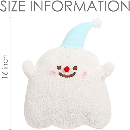 Miniatura 6 de ARELUX Bonita almohada de felpa de fantasma, suave fantasma de nieve azul de peluche, muñeco kawaii, divertido regalo de decoración de habitación