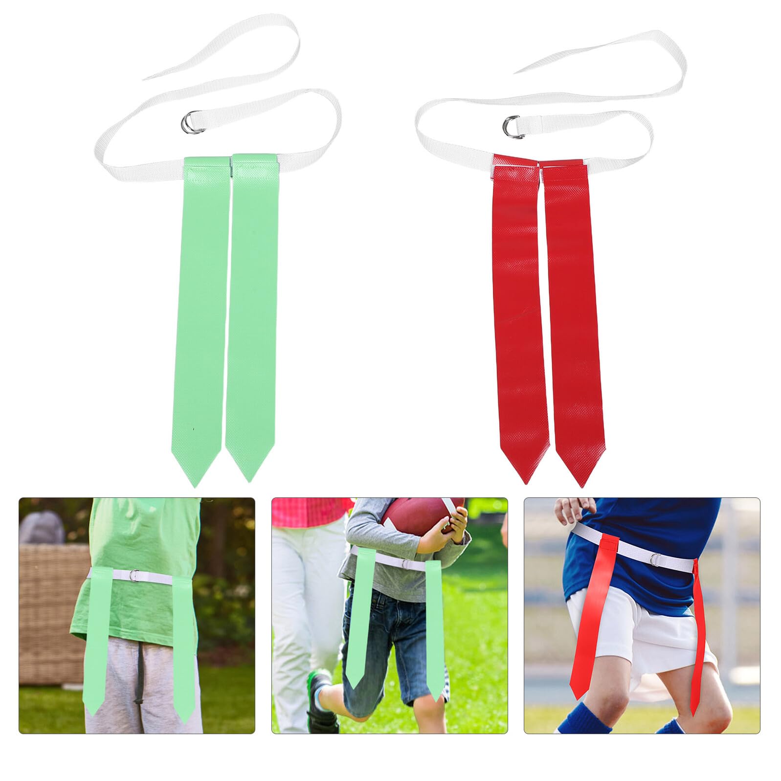 TOPBATHY Cinturones Ajustables de Fútbol Bandera 14 Piezas con Banderas Desmontables Rojas y Verdes Cinturones con Hebilla Doble D y Cierre de Gancho y Bucle para Entrenamiento y