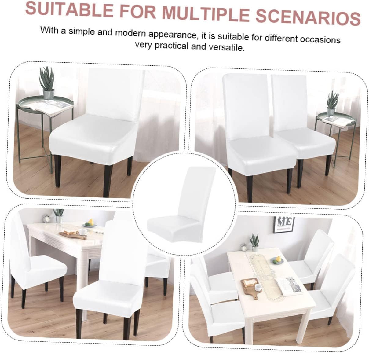 4pcs Chair Covers Stretchable Pu Seat Protectors Washable Dining Slip Covers