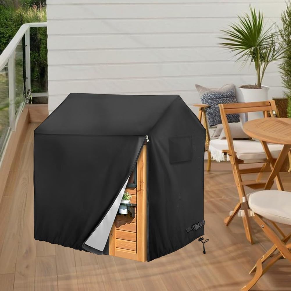 YJDOORPLAY Funda para casa de juegos infantil, protector solar impermeable, material de tela Oxford 210D, para casa de juegos de madera al aire libre, color negro (110 x 120 x 140 cm)