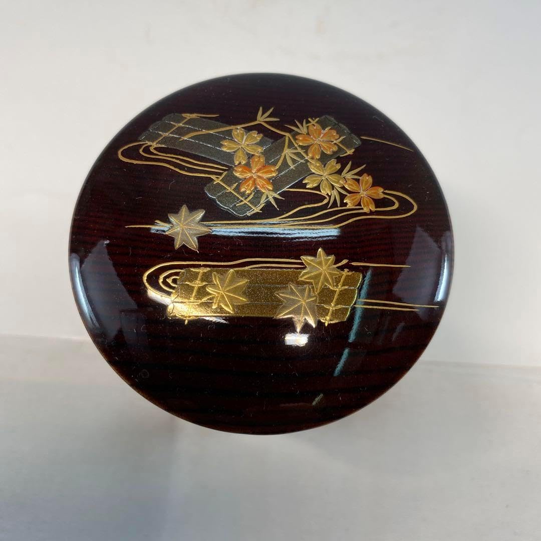 【茶道具池端治峰造　榉目スリ花筏蒔絵金輪寺（共箱） 茶道具池端治峰造 榉目スリ花筏蒔絵金輪寺（共箱）