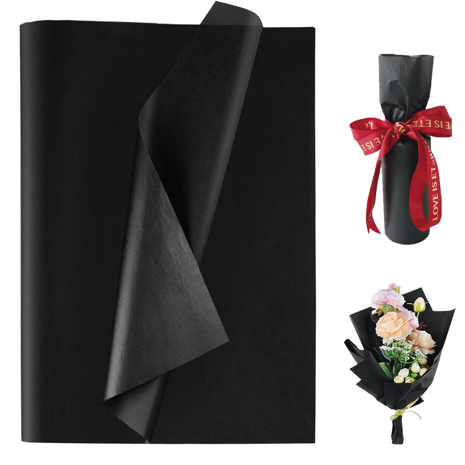 Jwssor Black Tissue Paper,20Sheets 20X14inch Wrapping Paper, Gift Wrapping
