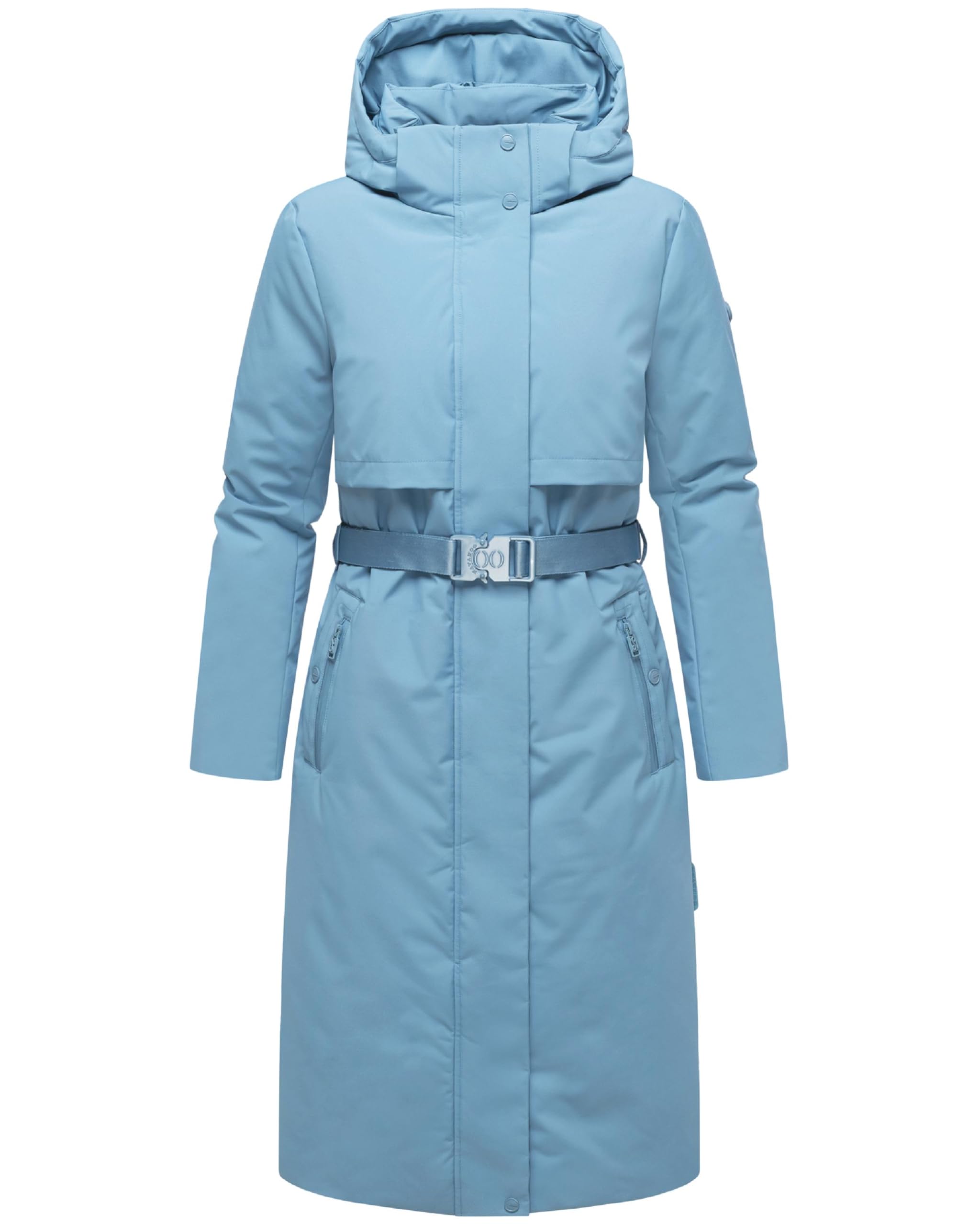 Navahoo Women's Powderblue Waldbummler Winter Coat Warm Water-Repellent Parka With (Removable) Hood And Waist Belt 14 Xs-3Xl, L
