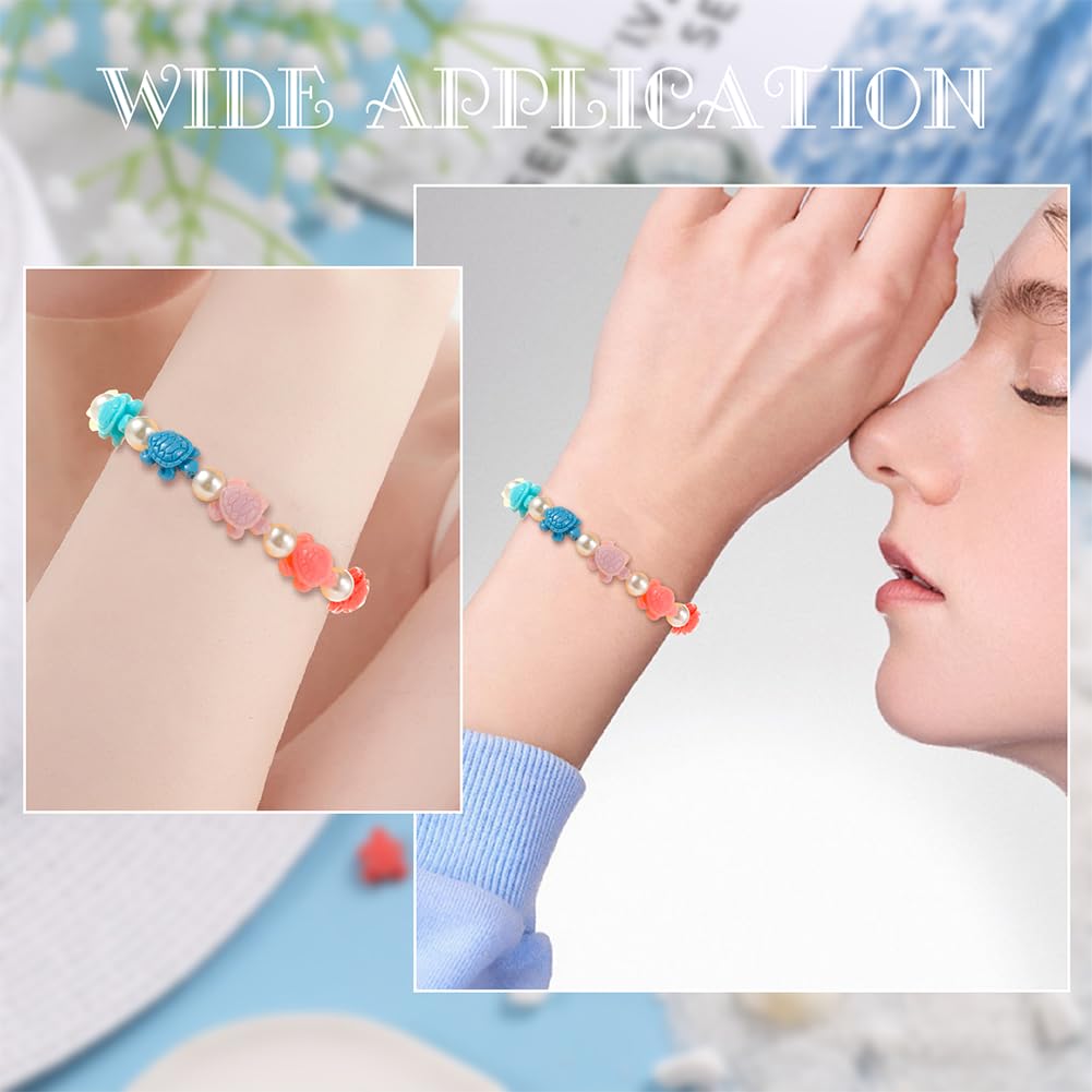 SUNNYCLUE 40 Perline Tartaruga In Porcellana Blu – 19x15 Mm, Con Filo Elastico, Per Gioielli Fai Da Te