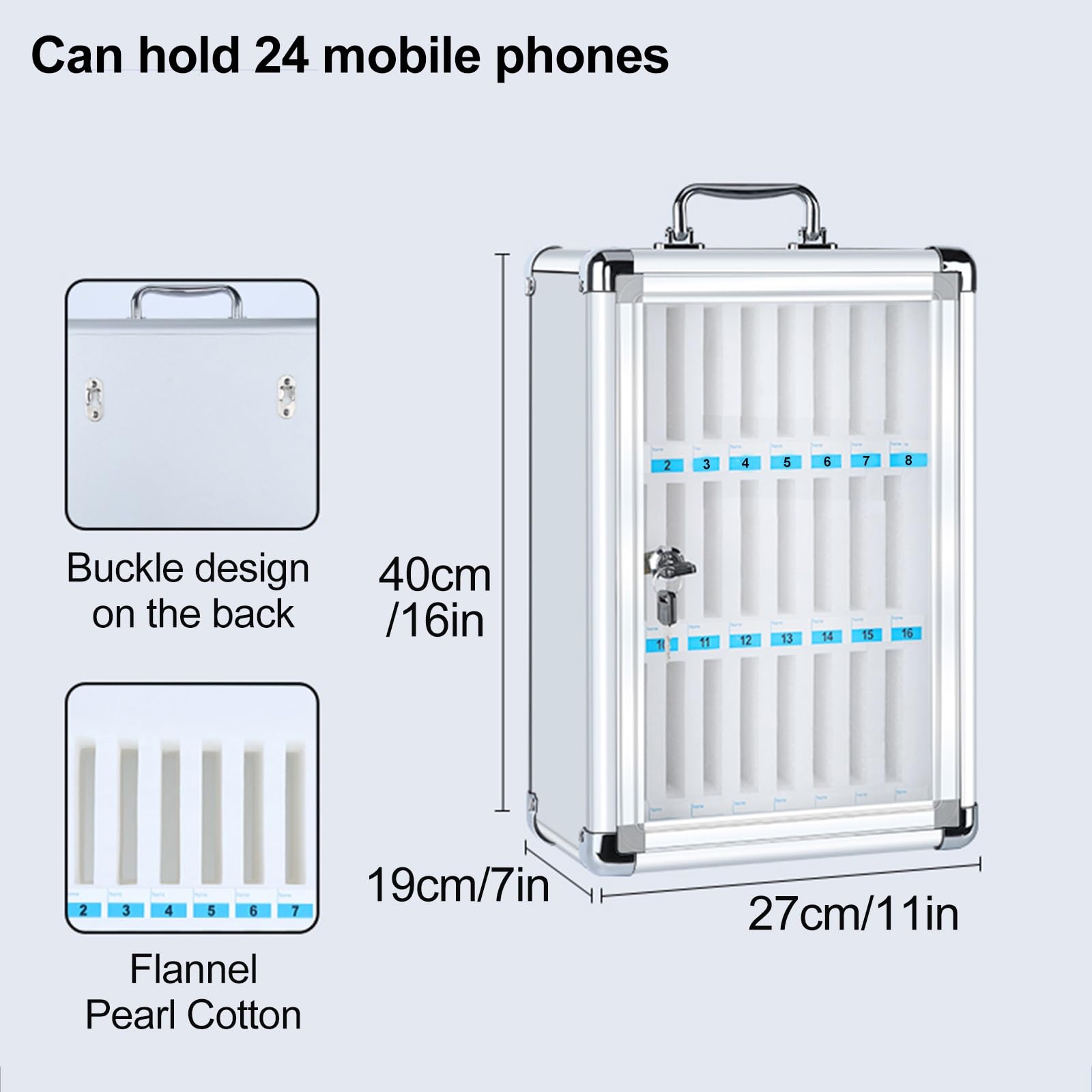 Telefon-Schließfach, tragbares Telefon-Aufbewahrungsschrank-Taschendiagramm, Wandmontage mit einem verschlossenen Handyhalter for den Schreibtisch(27x19x40cm/11x7x16in)